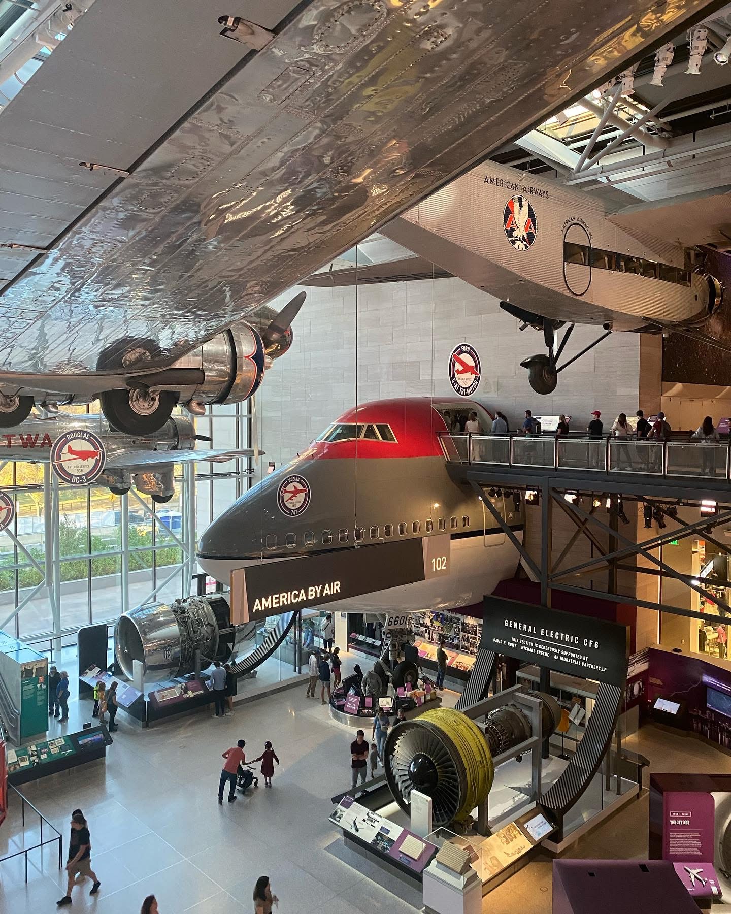 Historic aircraft displayed inside an aviation museum